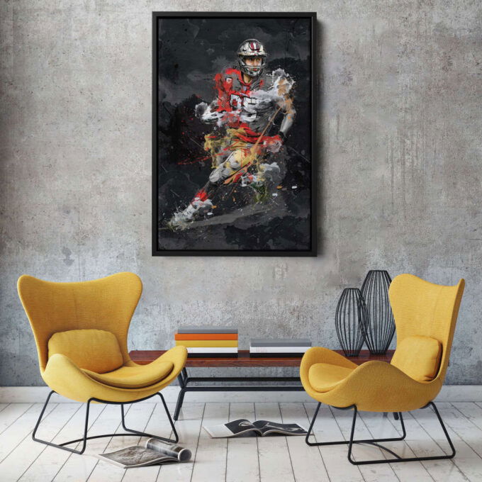 George Kittle Art San Francisco 49ers NFL Canvas Wall Art Home Decor Framed Poster Man Cave Gift