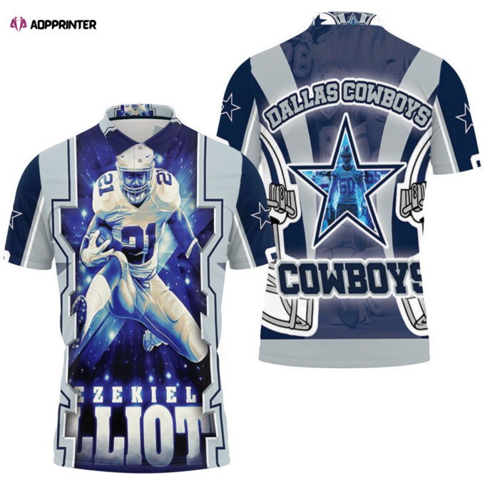 Gift For Fans, Ezekiel Elliott 21 Dallas Cowboys 3D Polo Shirt