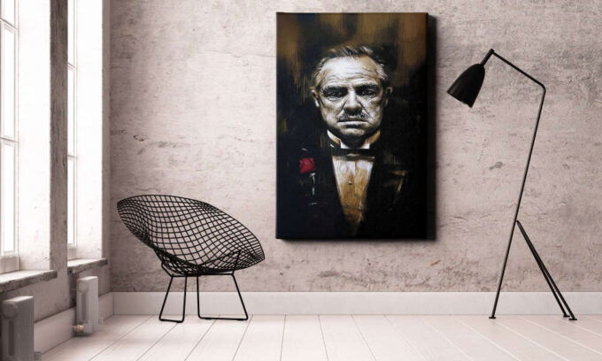 Godfather Poster Don Corleone Painting Canvas Unique Design Wall Art Print Hand Made Ready to Hang Custom Design
