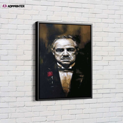 Godfather Poster Don Corleone Painting Canvas Unique Design Wall Art Print Hand Made Ready to Hang Custom Design