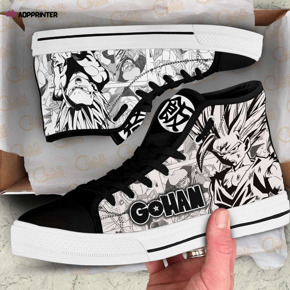 Gohan Super Saiyan High Top Canvas Shoes Custom Dragon Ball Manga For Fans Gohan Super Saiyan High Top Canvas Shoes Custom Dragon Ball Manga For Fans