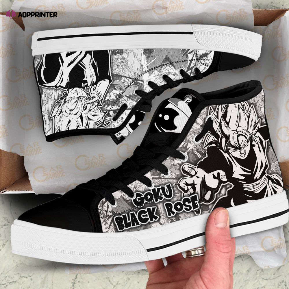 Goku Black Rose High Top Canvas Shoes Custom Dragon Ball Manga For Fans Goku Black Rose High Top Canvas Shoes Custom Dragon Ball Manga For Fans