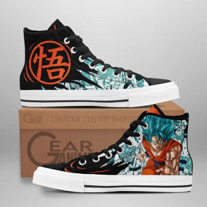 Goku Blue Emblem High Top Canvas Shoes Custom Dragon Ball Anime For Fans