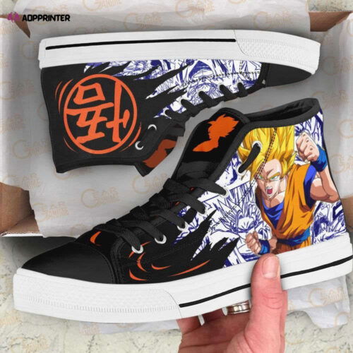 Cart 4 Goku Super Saiyan Emblem High Top Canvas Shoes Custom Dragon Ball Anime For Fans