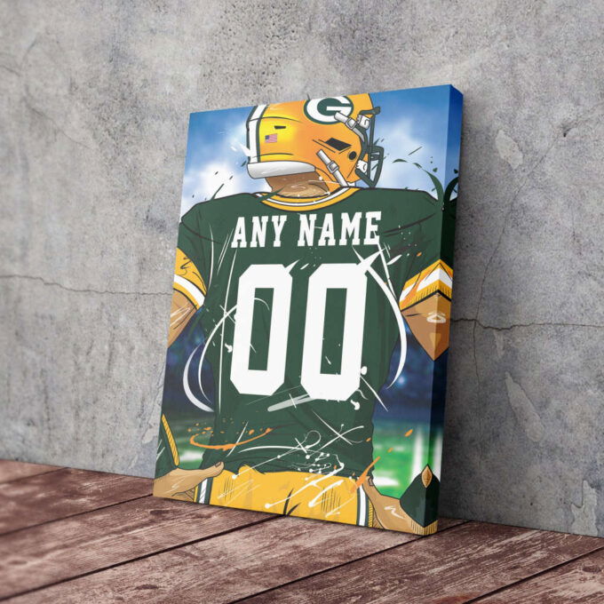 Green Bay Packers Jersey NFL Personalized Jersey Custom Name and Number Canvas Wall Art  Print Home Decor Framed Poster Man Cave Gift