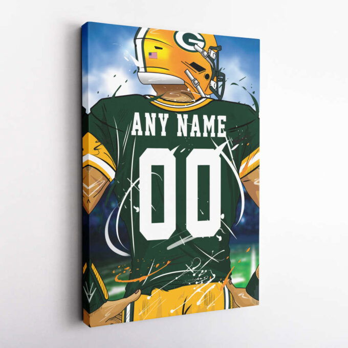 Green Bay Packers Jersey NFL Personalized Jersey Custom Name and Number Canvas Wall Art  Print Home Decor Framed Poster Man Cave Gift