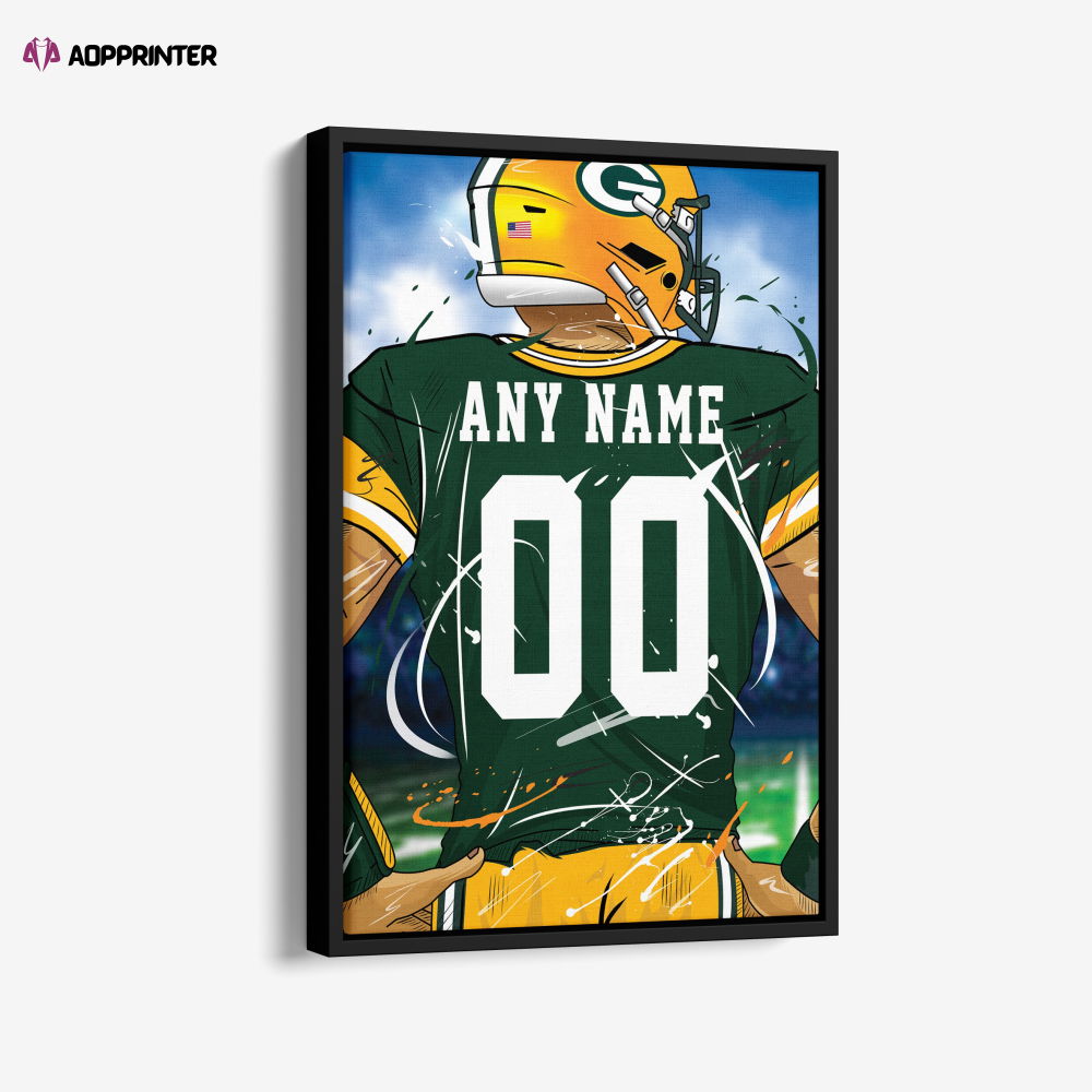 Green Bay Packers Jersey NFL Personalized Jersey Custom Name and Number Canvas Wall Art Print Home Decor Framed Poster Man Cave Gift Green Bay Packers Jersey NFL Personalized Jersey Custom Name and Number Canvas Wall Art Print Home Decor Framed Poster Man Cave Gift