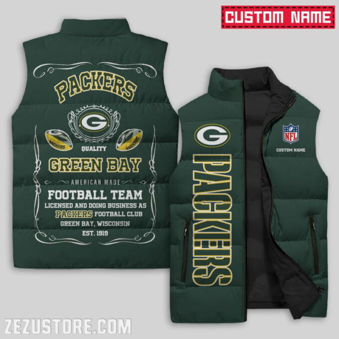 Green Bay Packers NFL Sleeveless Puffer Jacket Custom For Fans Gifts