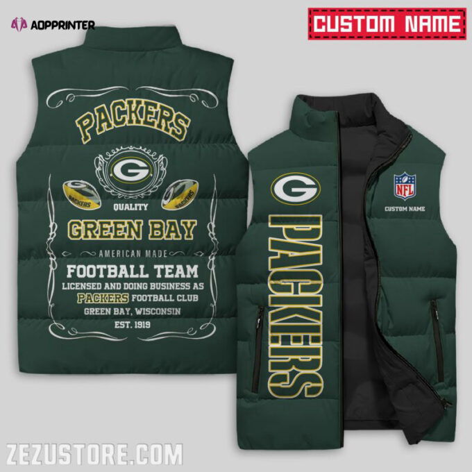 Green Bay Packers NFL Sleeveless Puffer Jacket Custom For Fans Gifts