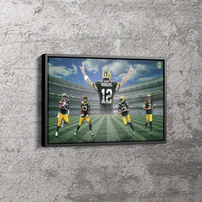 Green Bay Packers Poster Football Canvas Unique Design Wall Art Print Hand Made Ready to Hang Custom Design