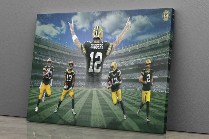 Green Bay Packers Poster Football Canvas Unique Design Wall Art Print Hand Made Ready to Hang Custom Design