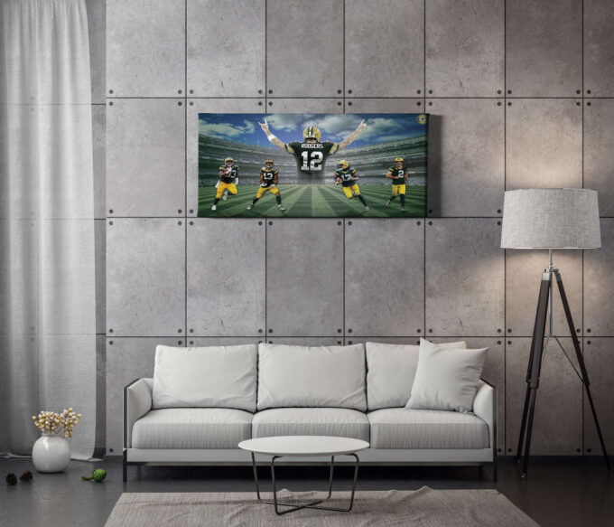 Green Bay Packers Poster Football Canvas Unique Design Wall Art Print Hand Made Ready to Hang Custom Design
