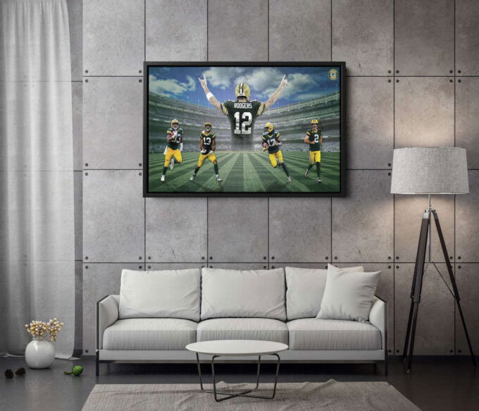 Green Bay Packers Poster Football Canvas Unique Design Wall Art Print Hand Made Ready to Hang Custom Design