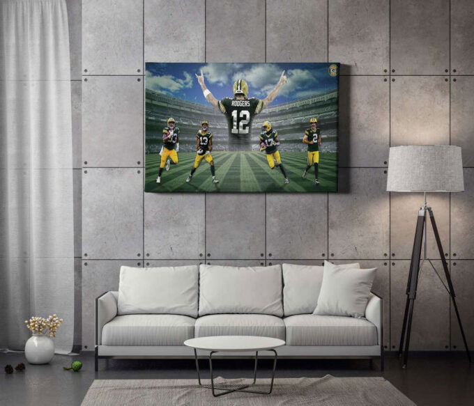 Green Bay Packers Poster Football Canvas Unique Design Wall Art Print Hand Made Ready to Hang Custom Design