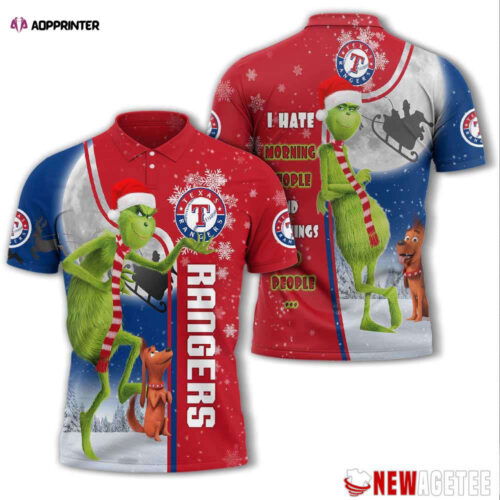 Grinch Stole Christmas Texas Rangers Mlb I Hate Morning People Polo Shirt