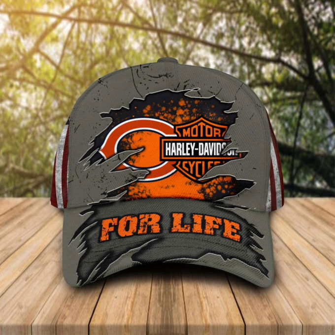 Harley Davidson Chicago Bears 3D Allover Print Classic Cap Hat For Men Women