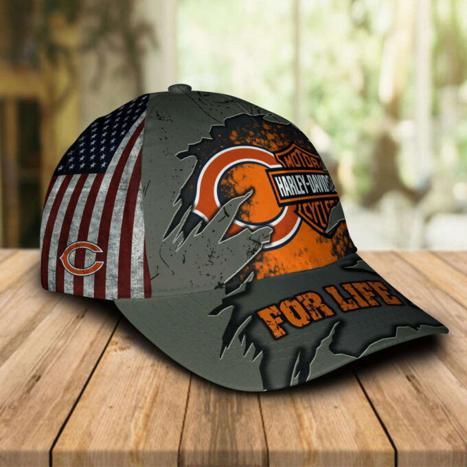 Harley Davidson Chicago Bears 3D Allover Print Classic Cap Hat For Men Women