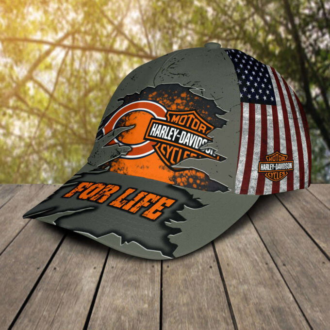 Harley Davidson Chicago Bears 3D Allover Print Classic Cap Hat For Men Women