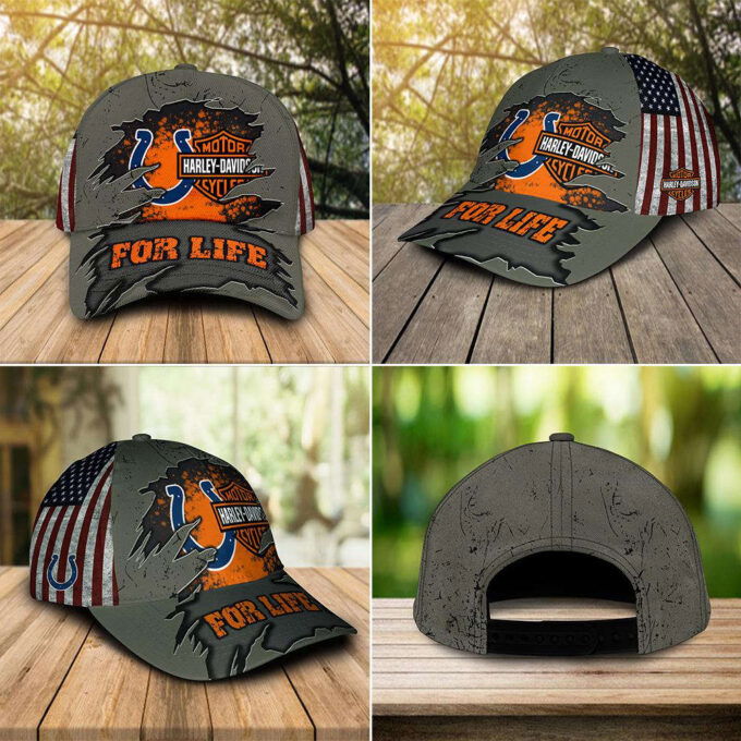 Harley Davidson Indianapolis Colts 3D Allover Print Classic Cap Hat For Men Women