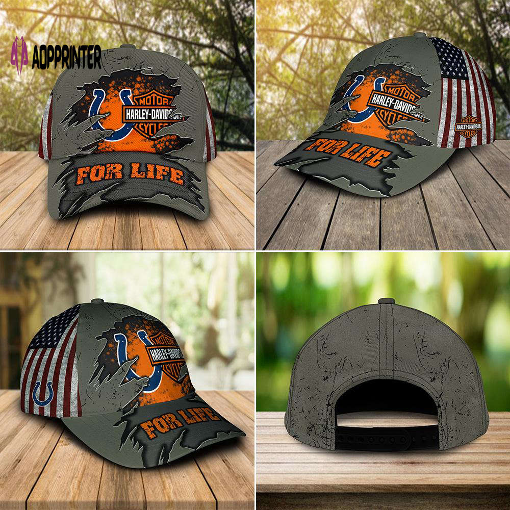 Harley Davidson Indianapolis Colts 3D Allover Print Classic Cap Hat For Men Women Harley Davidson Indianapolis Colts 3D Allover Print Classic Cap Hat For Men Women