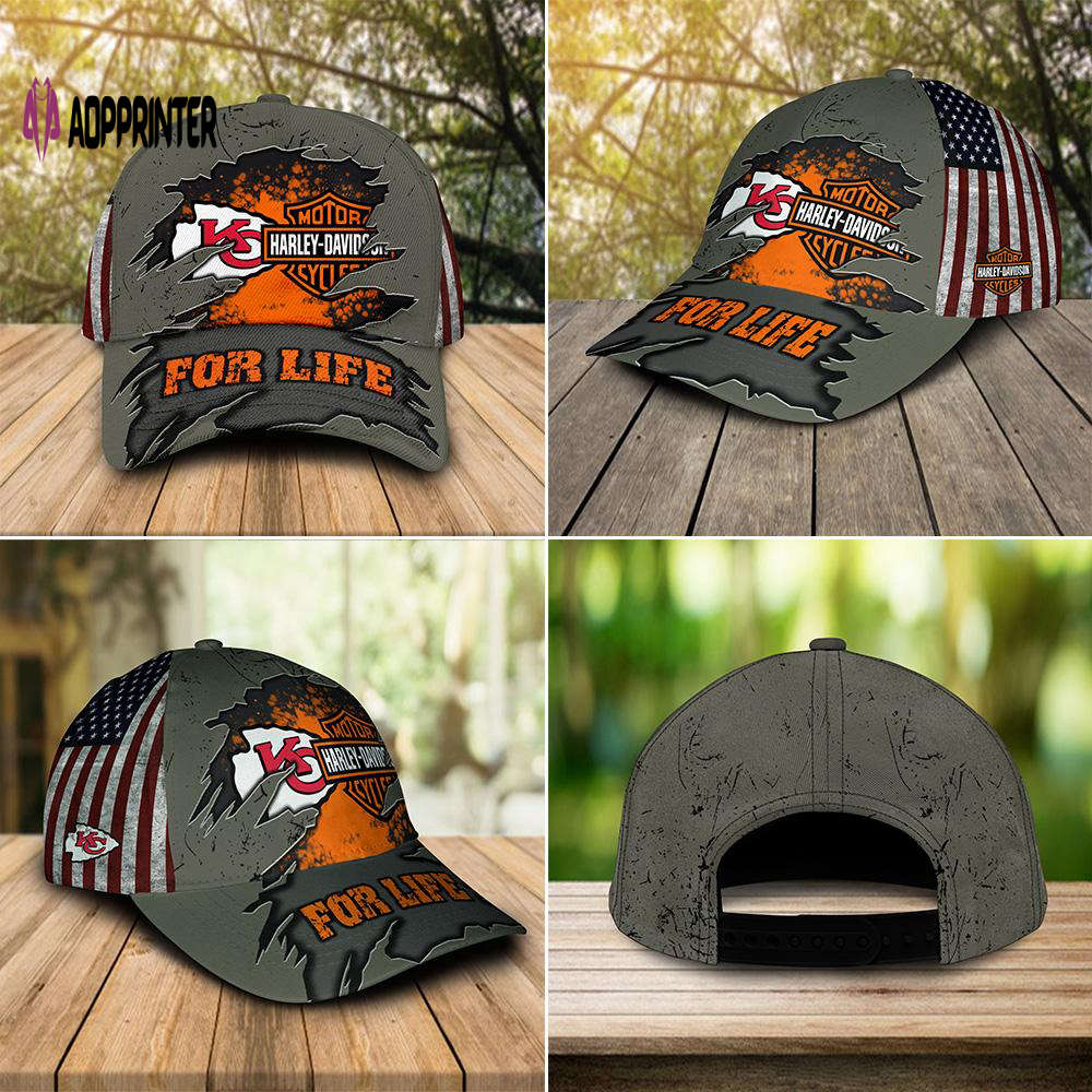 Harley Davidson Kansas City Chiefs 3D Allover Print Classic Cap Hat For Men Women Harley Davidson Kansas City Chiefs 3D Allover Print Classic Cap Hat For Men Women