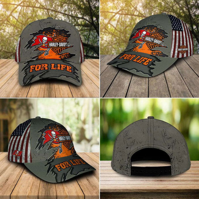 Harley Davidson Tampa Bay Buccaneers 3D Allover Print Classic Cap Hat For Men Women