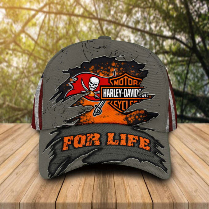 Harley Davidson Tampa Bay Buccaneers 3D Allover Print Classic Cap Hat For Men Women