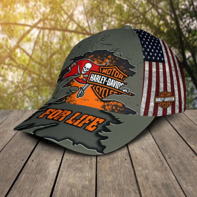 Harley Davidson Tampa Bay Buccaneers 3D Allover Print Classic Cap Hat For Men Women