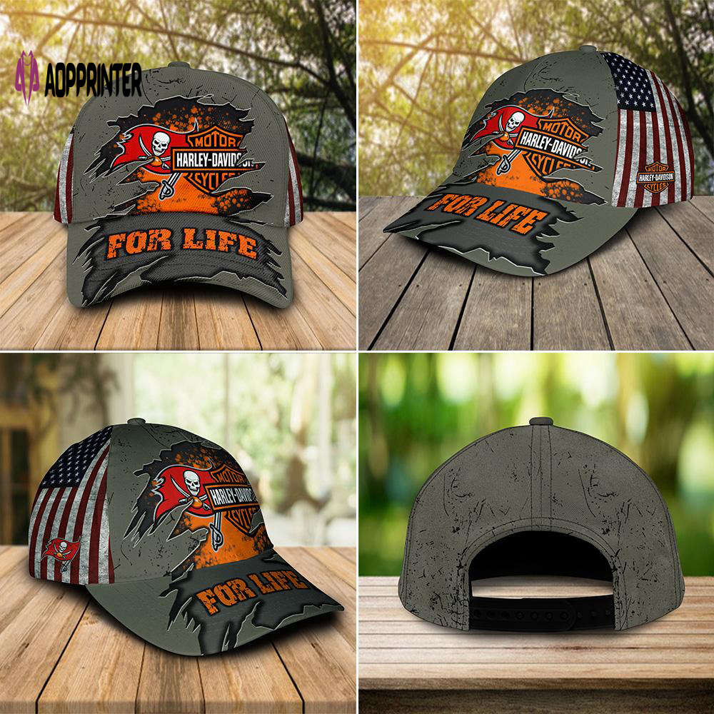 Harley Davidson Tampa Bay Buccaneers 3D Allover Print Classic Cap Hat For Men Women Harley Davidson Tampa Bay Buccaneers 3D Allover Print Classic Cap Hat For Men Women