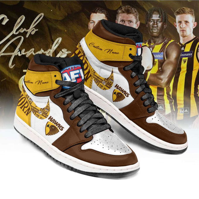 Hawthorn Hawks AFL Personalized Air Jordan 1 Sneakers High Top For Fans