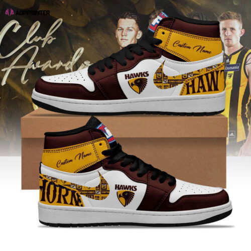 Hawthorn Hawks AFL Personalized Air Jordan 1 Sneakers High Top For Fans