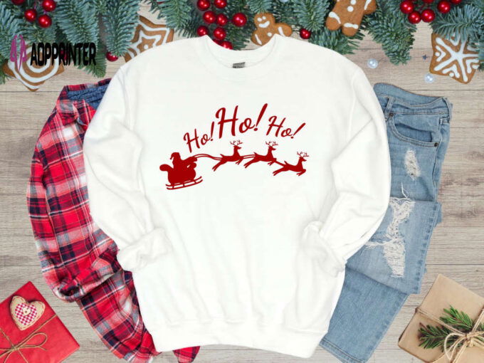 Ho Ho Ho Sweatshirt Funny Christmas Shirt Christmas Sweatshirt Custom Family Christmas Shirt Santa  Sweatshirt Christmas Gift Rudolph