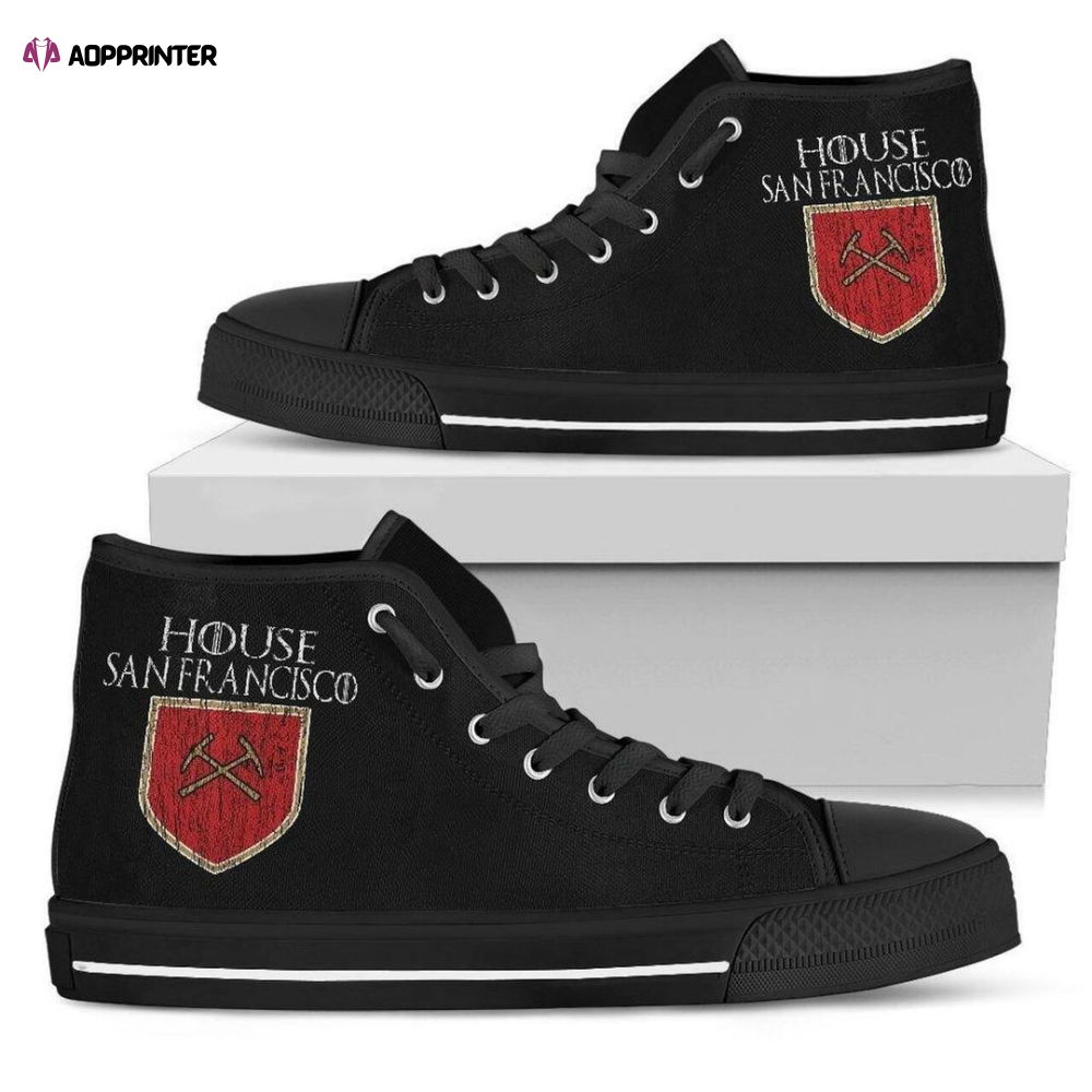 House San Francisco 49Ers NFL Custom Canvas High Top Shoes House San Francisco 49Ers NFL Custom Canvas High Top Shoes