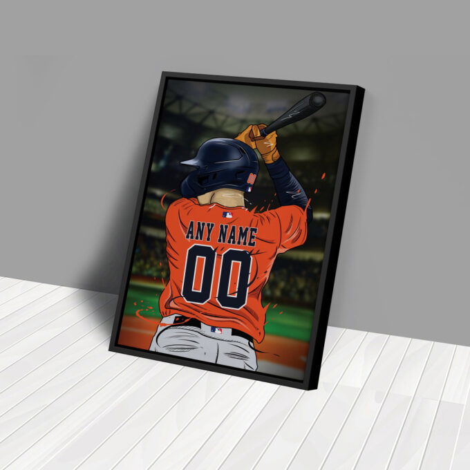 Houston Astros Jersey MLB Personalized Jersey Custom Name and Number Canvas Wall Art  Print Home Decor Framed Poster Man Cave Gift