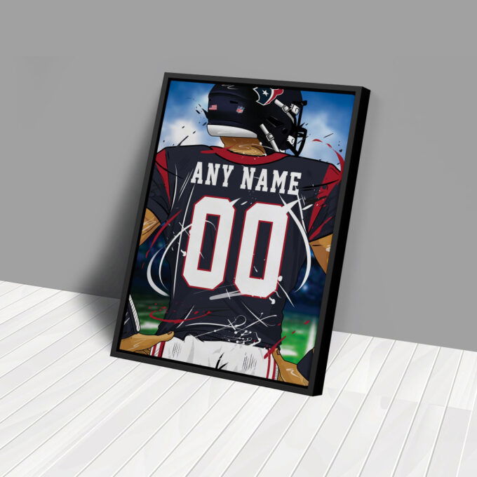 Houston Texans Jersey NFL Personalized Jersey Custom Name and Number Canvas Wall Art  Print Home Decor Framed Poster Man Cave Gift