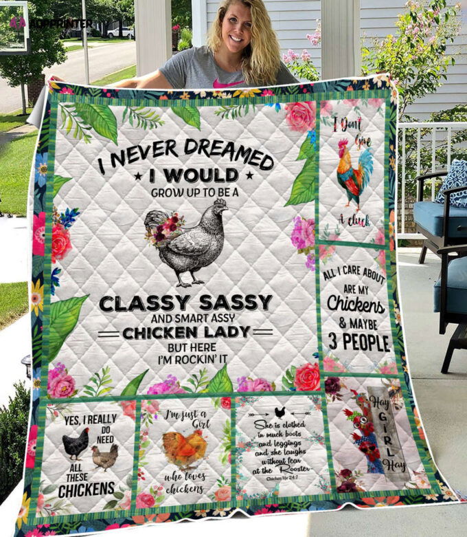 I’m Just A Girl Who Loves Chickens Quilt Blanket Great Customized Blanket Gifts For Birthday Christmas Thanksgiving
