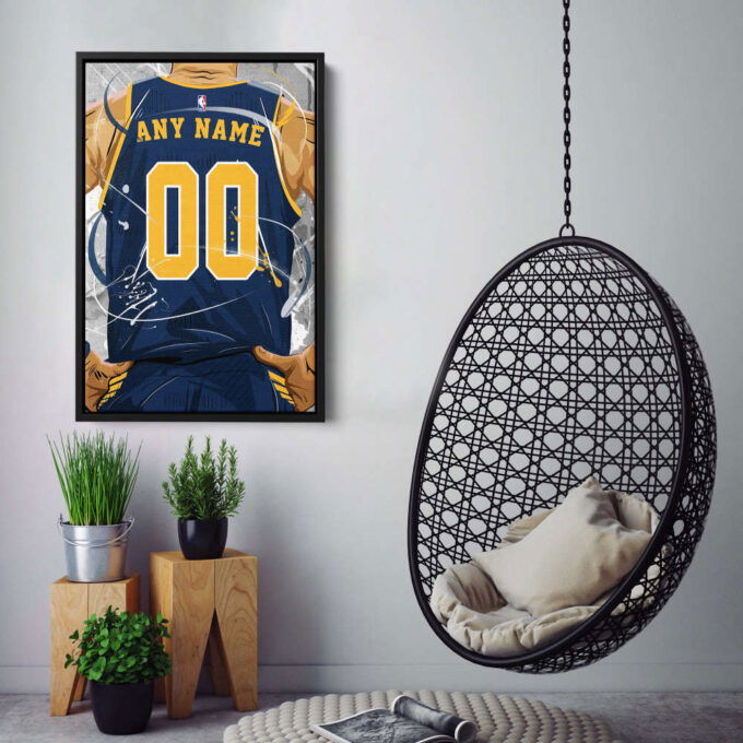 Indiana Pacers Jersey NBA Personalized Jersey Custom Name and Number Canvas Wall Art  Print Home Decor Framed Poster Man Cave Gift