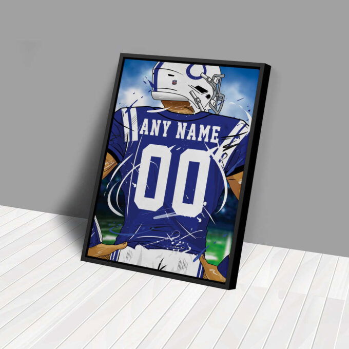 Indianapolis Colts Jersey NFL Personalized Jersey Custom Name and Number Canvas Wall Art  Print Home Decor Framed Poster Man Cave Gift