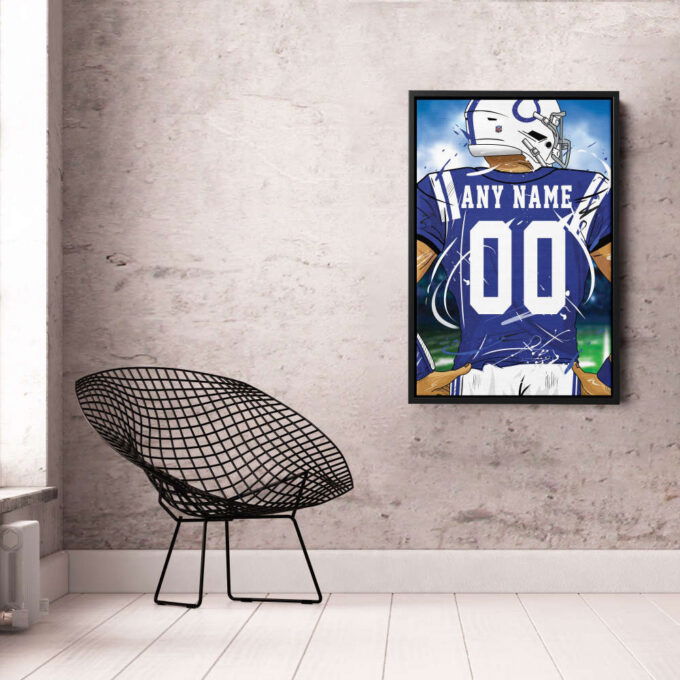 Indianapolis Colts Jersey NFL Personalized Jersey Custom Name and Number Canvas Wall Art  Print Home Decor Framed Poster Man Cave Gift
