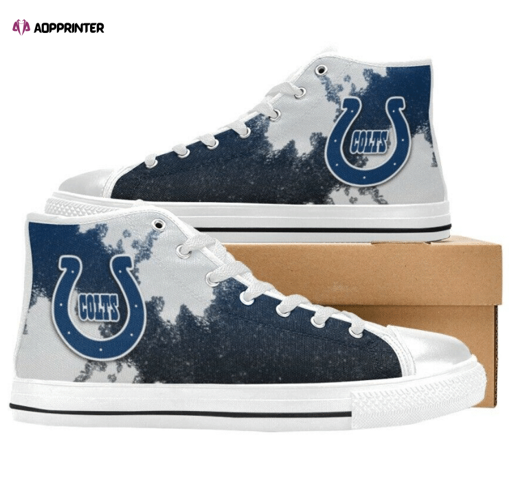 Indianapolis Colts NFL Football Custom Canvas High Top Shoes Indianapolis Colts NFL Football Custom Canvas High Top Shoes