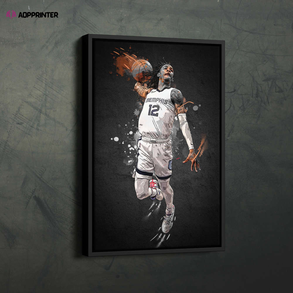 Ja Morant Art Dunk Memphis Grizzlies NBA Wall Art Home Decor Hand Made Poster Canvas Print Ja Morant Art Dunk Memphis Grizzlies NBA Wall Art Home Decor Hand Made Poster Canvas Print