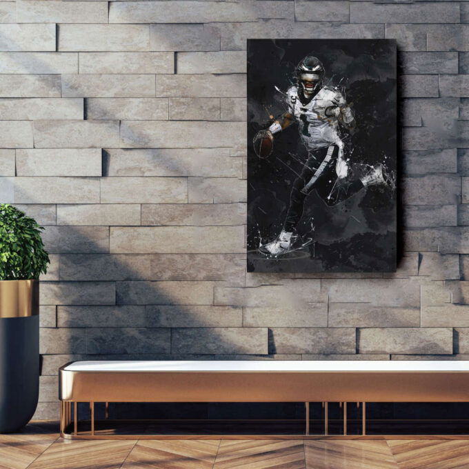 Jalen Hurts Art Philadelphia Eagles NFL Canvas Wall Art Home Decor Framed Poster Man Cave Gift