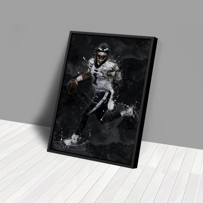 Jalen Hurts Art Philadelphia Eagles NFL Canvas Wall Art Home Decor Framed Poster Man Cave Gift