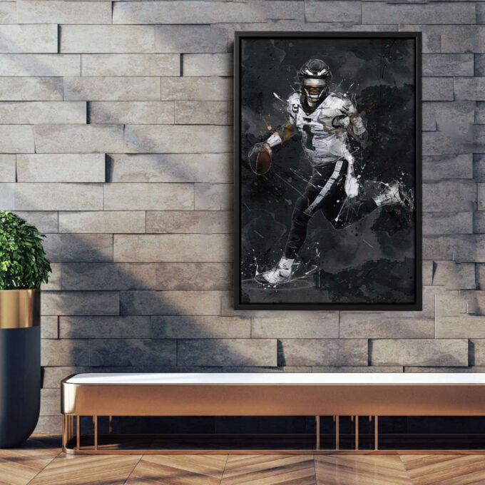 Jalen Hurts Art Philadelphia Eagles NFL Canvas Wall Art Home Decor Framed Poster Man Cave Gift