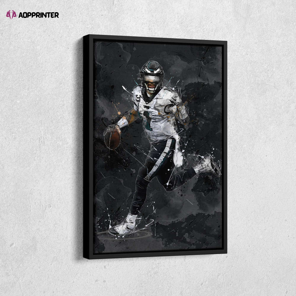 Jalen Hurts Art Philadelphia Eagles NFL Canvas Wall Art Home Decor Framed Poster Man Cave Gift Jalen Hurts Art Philadelphia Eagles NFL Canvas Wall Art Home Decor Framed Poster Man Cave Gift