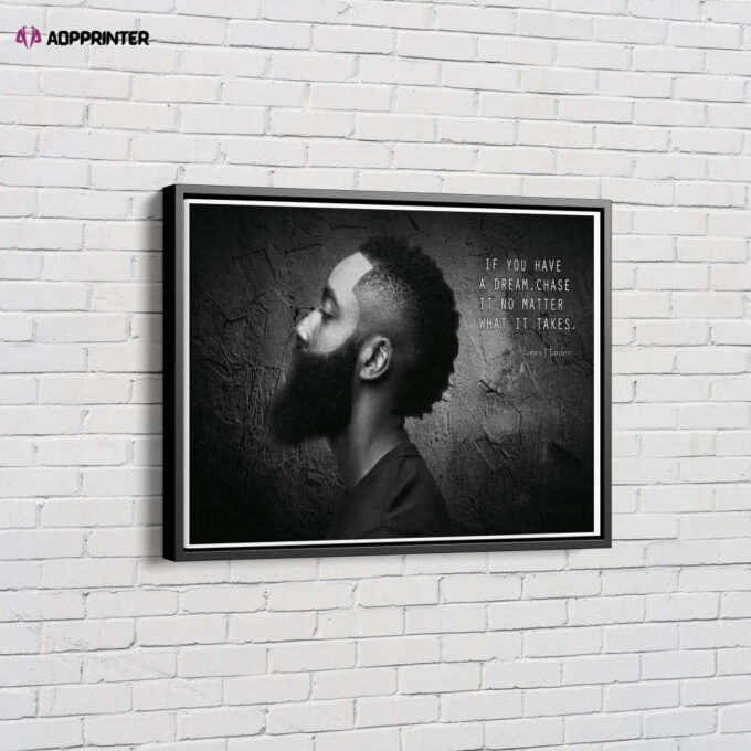 James Harden Quote Poster Brooklyn Nets Canvas Unique Design Wall Art Print Hand Made Ready to Hang Custom Design