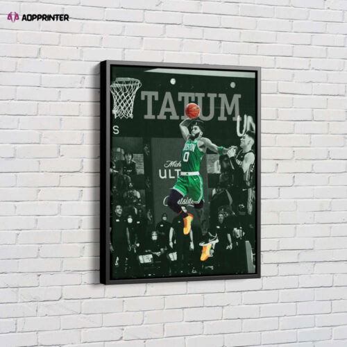 Jayson Tatum Going for Dunk Poster Boston Celtics Canvas Unique Design Wall Art Print Hand Made Ready to Hang Custom Design