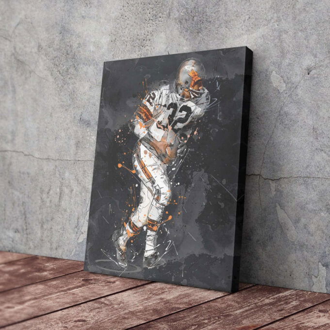 Jim Brown Art Cleveland Browns NFL Canvas Wall Art Home Decor Framed Poster Man Cave Gift