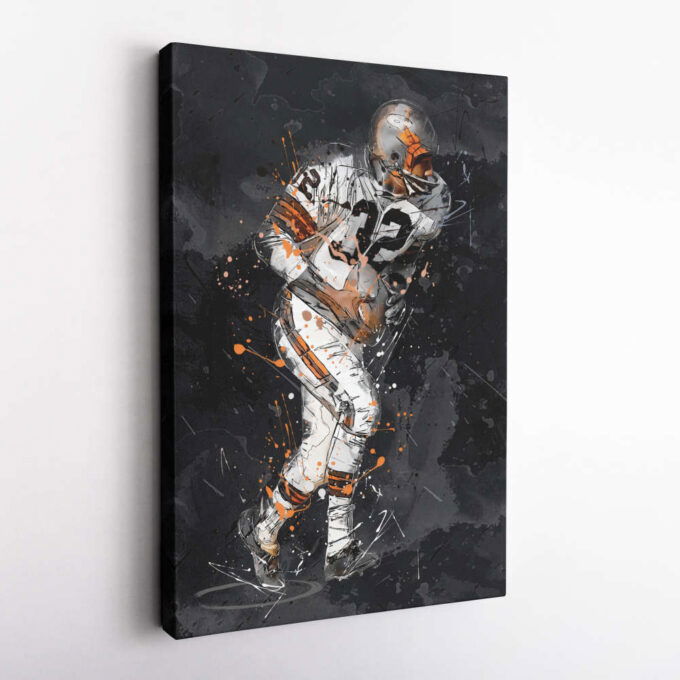 Jim Brown Art Cleveland Browns NFL Canvas Wall Art Home Decor Framed Poster Man Cave Gift
