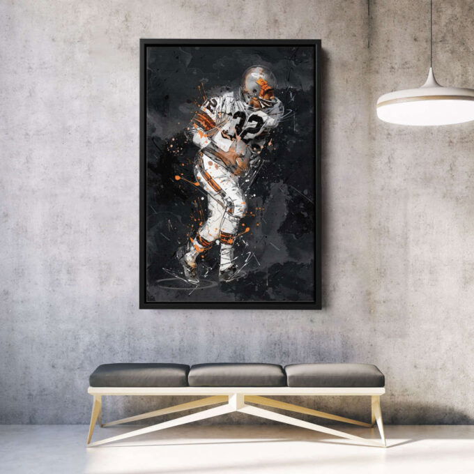 Jim Brown Art Cleveland Browns NFL Canvas Wall Art Home Decor Framed Poster Man Cave Gift